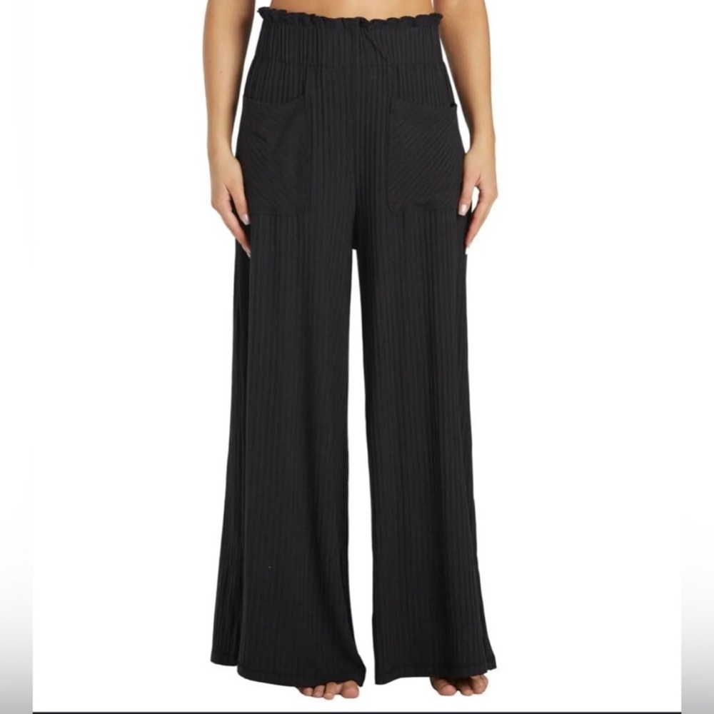Free People Black Blissed Out Wide-Leg Women's Pants - Picture 2 of 8